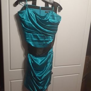 Le Chateau Ruched Teal Dress